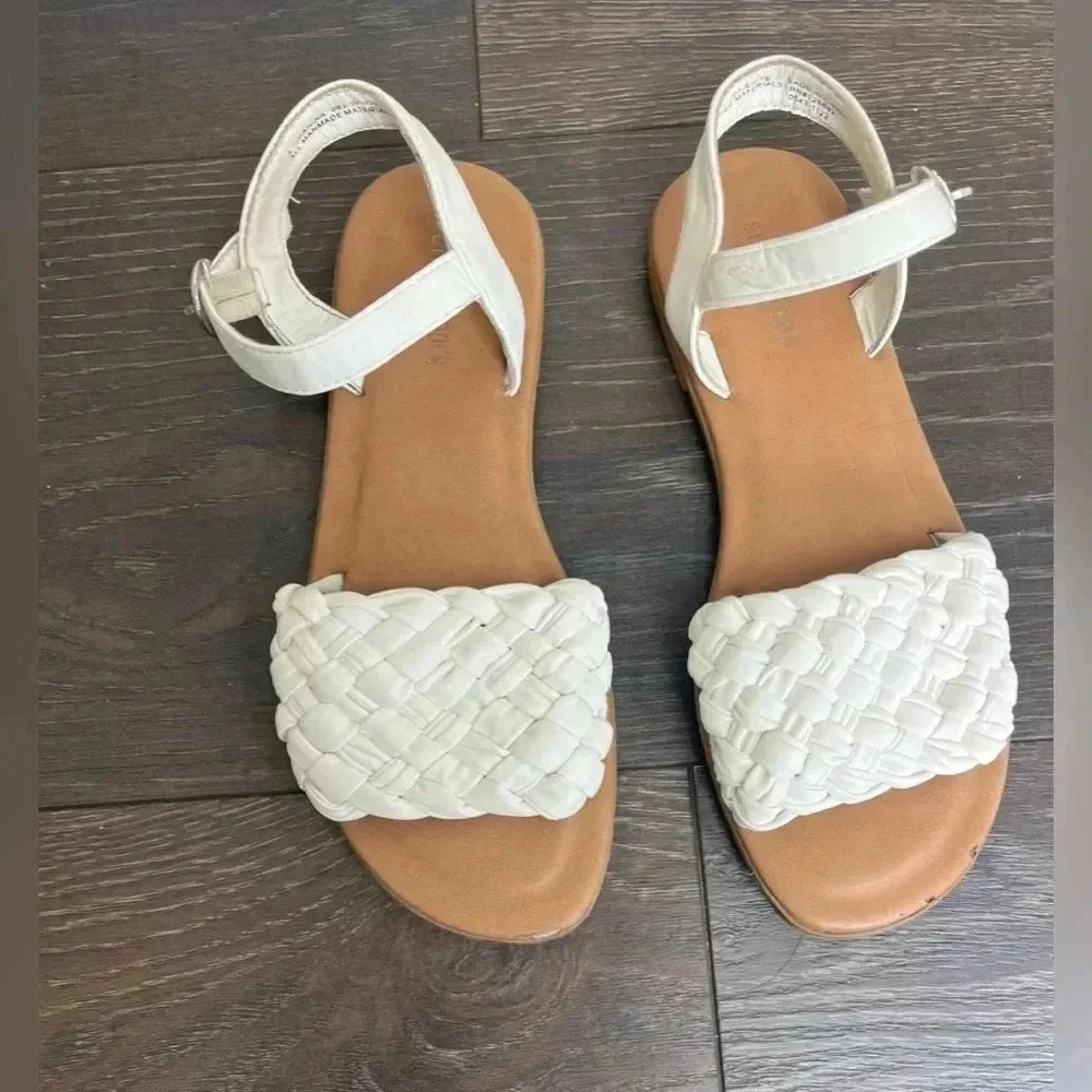 Steve Madden Sandals Youth 3Jromma Ankle Straps White Faux Leather Casual Open
